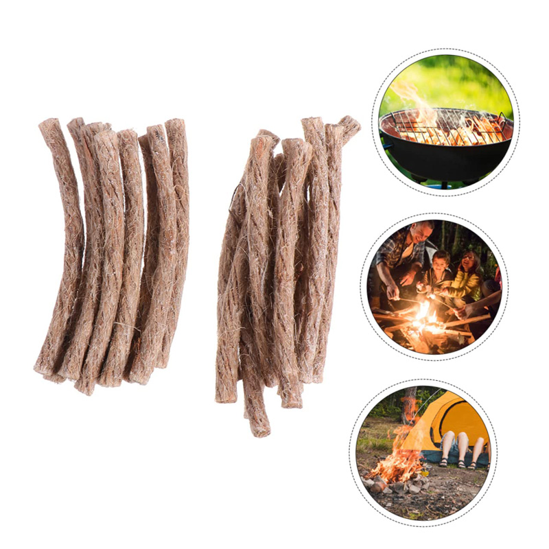 Camping Cooking Wood Stove - เชือกป่านจุดไฟ 12/24 ชิ้น พกพาสะดวก สำหรับตั้งแคมป์ ใช้จุดไฟกลางแจ้ง