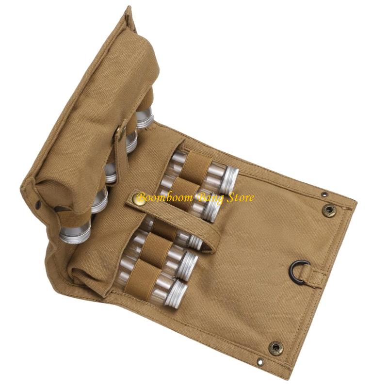 Spice Kit Compact - 270C ผ้าใบพับเครื่องเทศกลางแจ้ง Camping เครื่องปรุงรสกระเป๋า 10 ขวดสำหรับเดินป่า