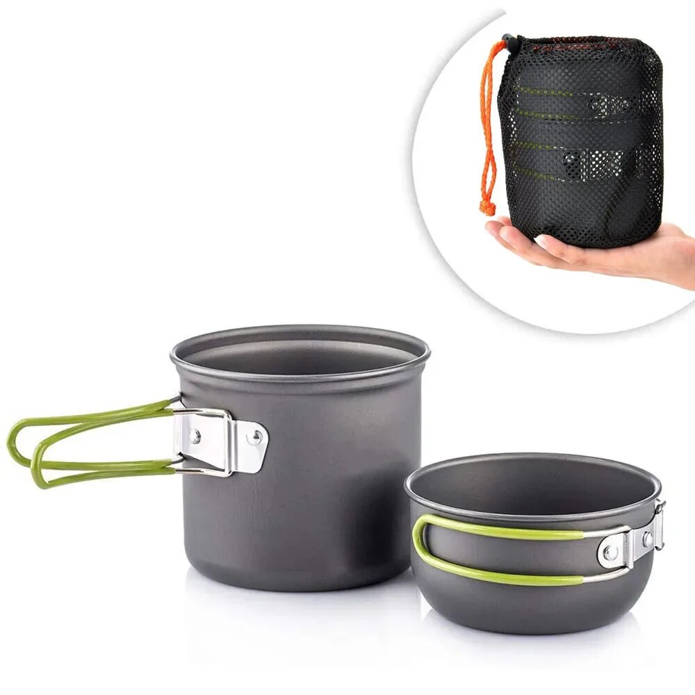 Camping Cooking Gear Set - เครื่องครัวตั้งแคมป์ Mess Kit Ultralight Camping ชุดหม้อทําอาหารกลางแจ้งบนโต๊ะอาหารสําหรับเดินป่าเดินป่าปิคนิคตกปลาปีนเขา