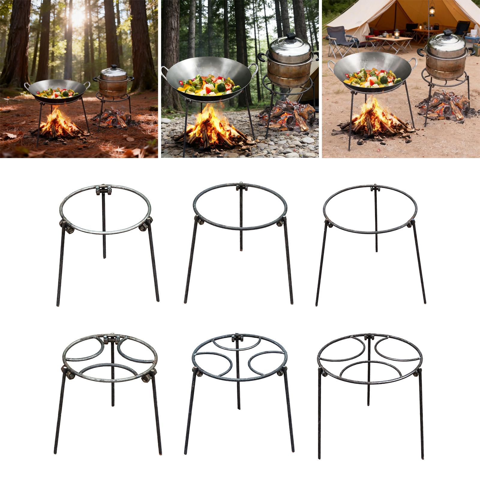 Camping Cooking Wok - ขาตั้งเตาแคมป์ปิ้ง, ที่วางกระทะอเนกประสงค์สำหรับเตาดัตช์โอเว่น, ขาตั้งทำอาหารแบบพับได้สำหรับเตาไฟกลางแจ้ง, เตาย่างสำหรับตั้งแคมป์, สำหรับย่างบาร์บีคิวในสวนหลังบ้าน