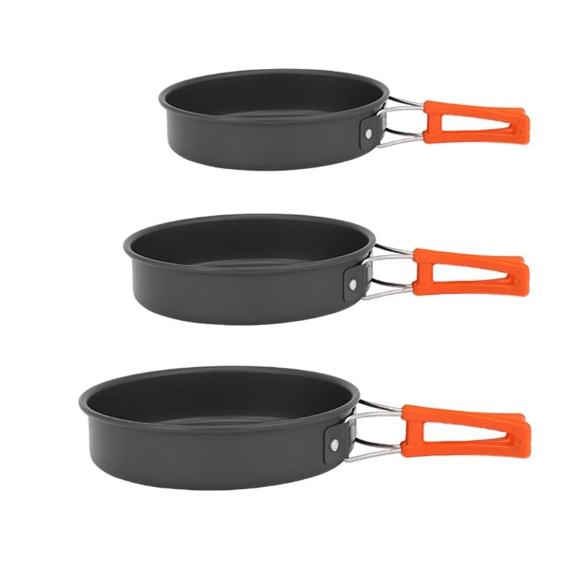 Camping Cooking Wok - กระทะแบบพกพากระทะนอนสติ๊กแบบกะทะย่างน้ำหนักเบาเครื่องครัวกลางแจ้งสำหรับการเดินทางตั้งแคมป์