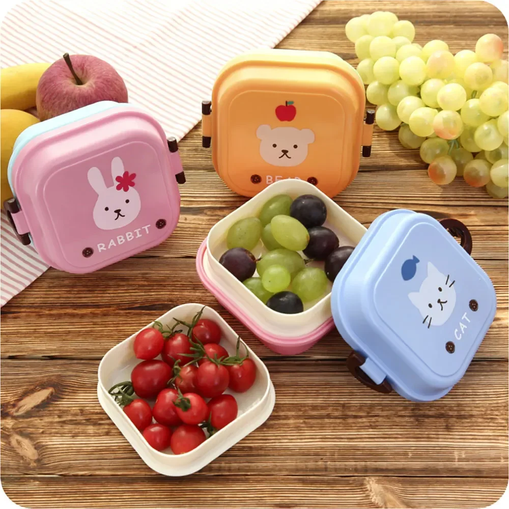 Camping Cooking Food - เด็กมินิน่ารักการ์ตูนกล่องเก็บอาหารโรงเรียนกล่องอาหารกลางวันแบบพกพาพลาสติกเกรดอาหารนักเรียนของขวัญขนาดเล็ก Camping Cook ชุด