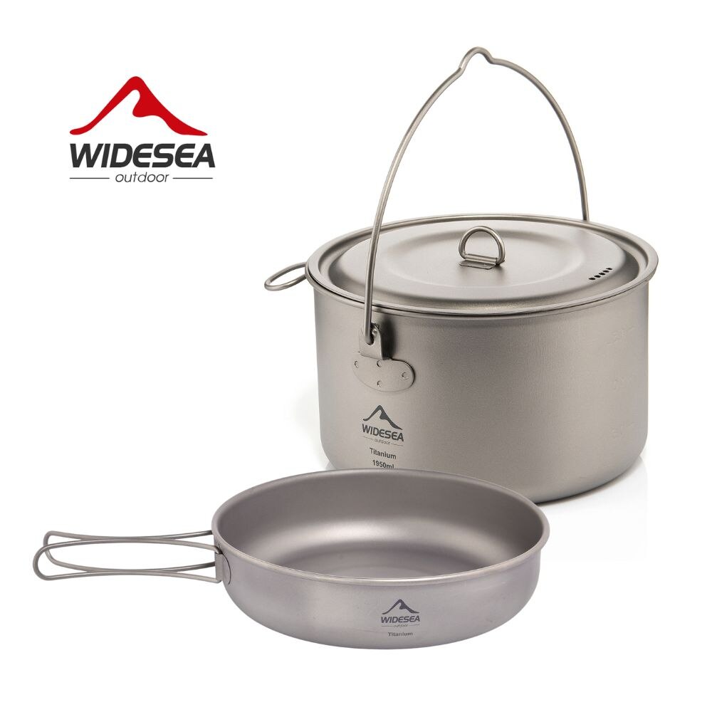 Camping Cooking Wok - ชุดเครื่องครัวไทเทเนียมสำหรับตั้งแคมป์แบบกว้างชุดเครื่องครัวสำหรับท่องเที่ยวหม้อทำอาหารกลางแจ้งกระทะทอดปิกนิกครัวเดินป่าปีนเขา