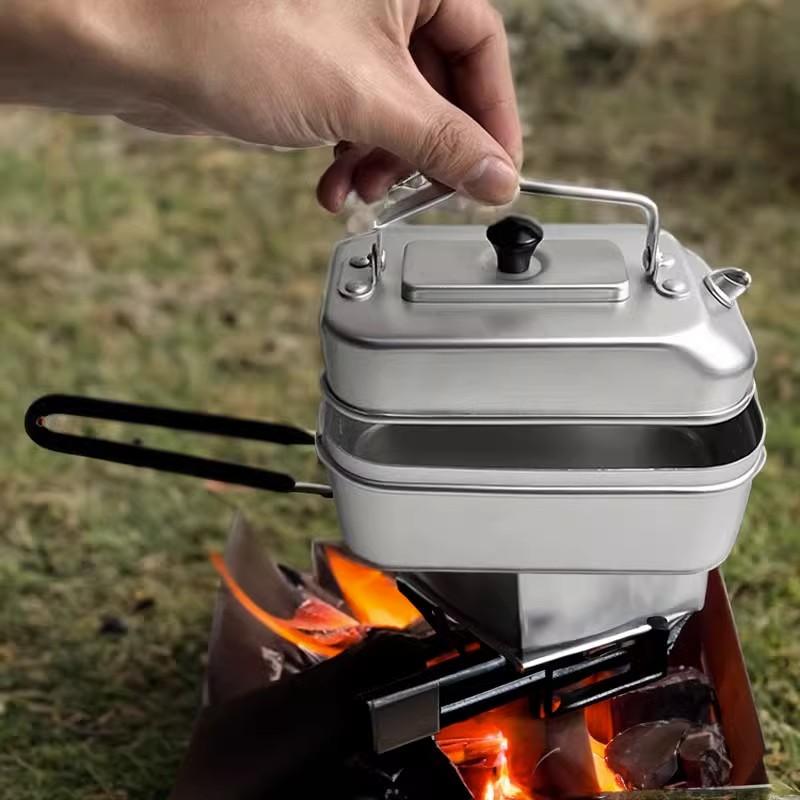 Camping Cooking Gear Set - กาน้ำชาแบบพกพาสำหรับปิกนิกการตั้งแคมป์ท่องเที่ยวกาต้มน้ำรับประทานอาหารกลางแจ้งตกปลาแคมป์เดินป่ากาต้มน้ำในครัว