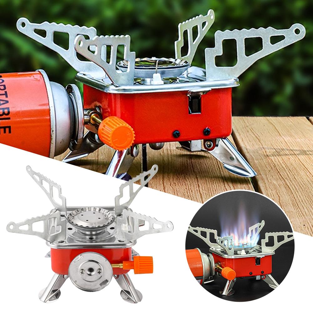 Camping Cooking Heater - เตาแก๊สพกพาแบบพับได้ ป้องกันลม สำหรับตั้งแคมป์ เดินป่า ปิกนิก