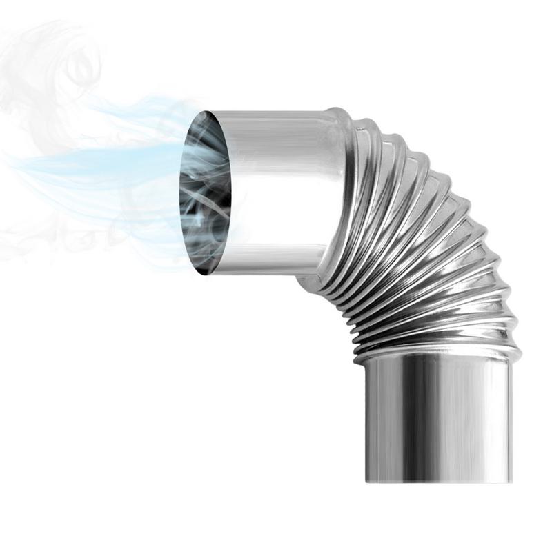 Camping Cooking Wood Stove - 60/75 มม.สแตนเลส 90 องศาข้อศอก Chimney Liner