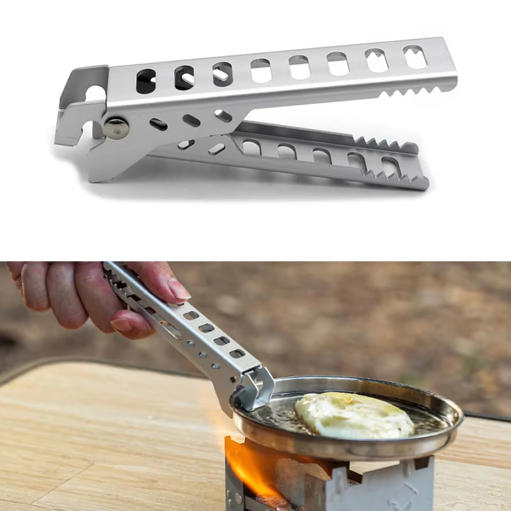 Camping Cooking Wok - ที่จับหม้ออลูมิเนียมกันความร้อนแบบพกพาสำหรับตั้งแคมป์ อุปกรณ์ครัวสำหรับทำอาหาร