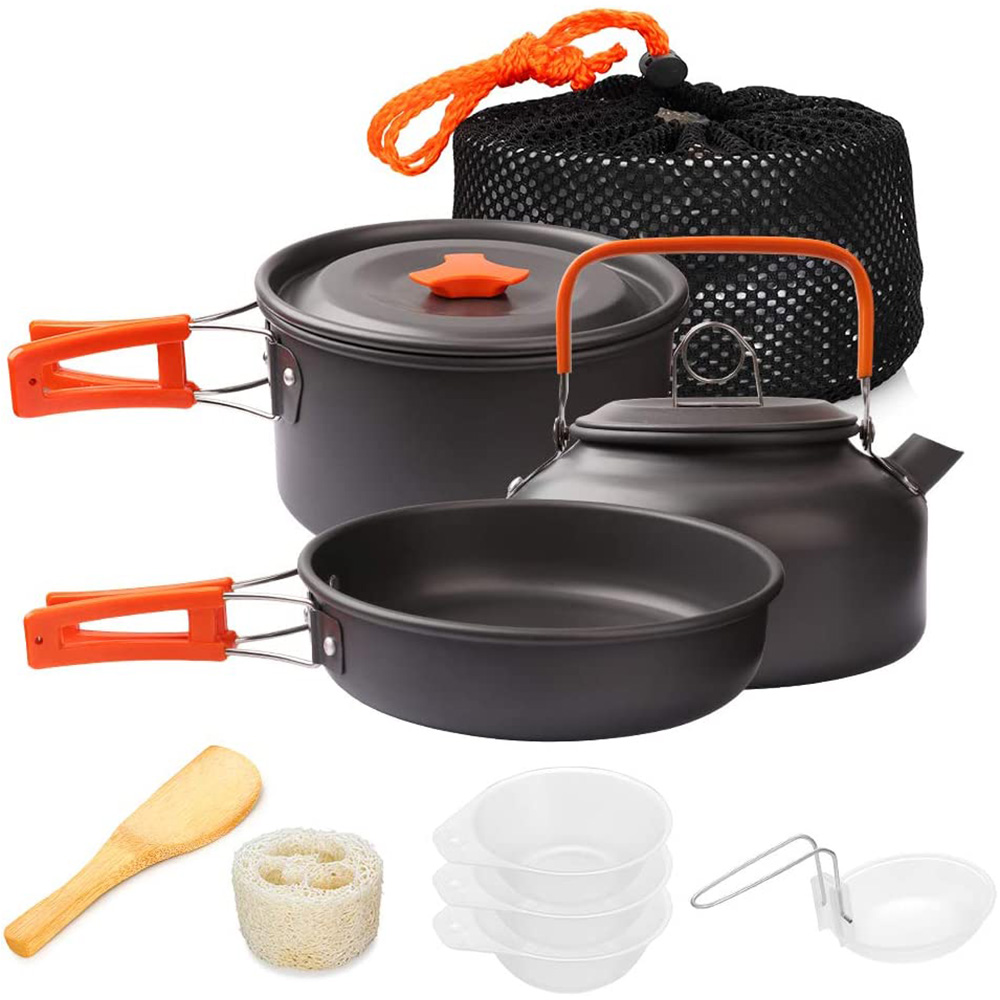 Camping Cooking Gear Set - 1 ชิ้น/1 เซ็ตชุดเครื่องครัวตั้งแคมป์กลางแจ้งชุดทําอาหารอลูมิเนียมอุปกรณ์กลางแจ้งหม้อท่องเที่ยวบนโต๊ะอาหารห้องครัวเดินป่าปิคนิคบาร์บีคิว