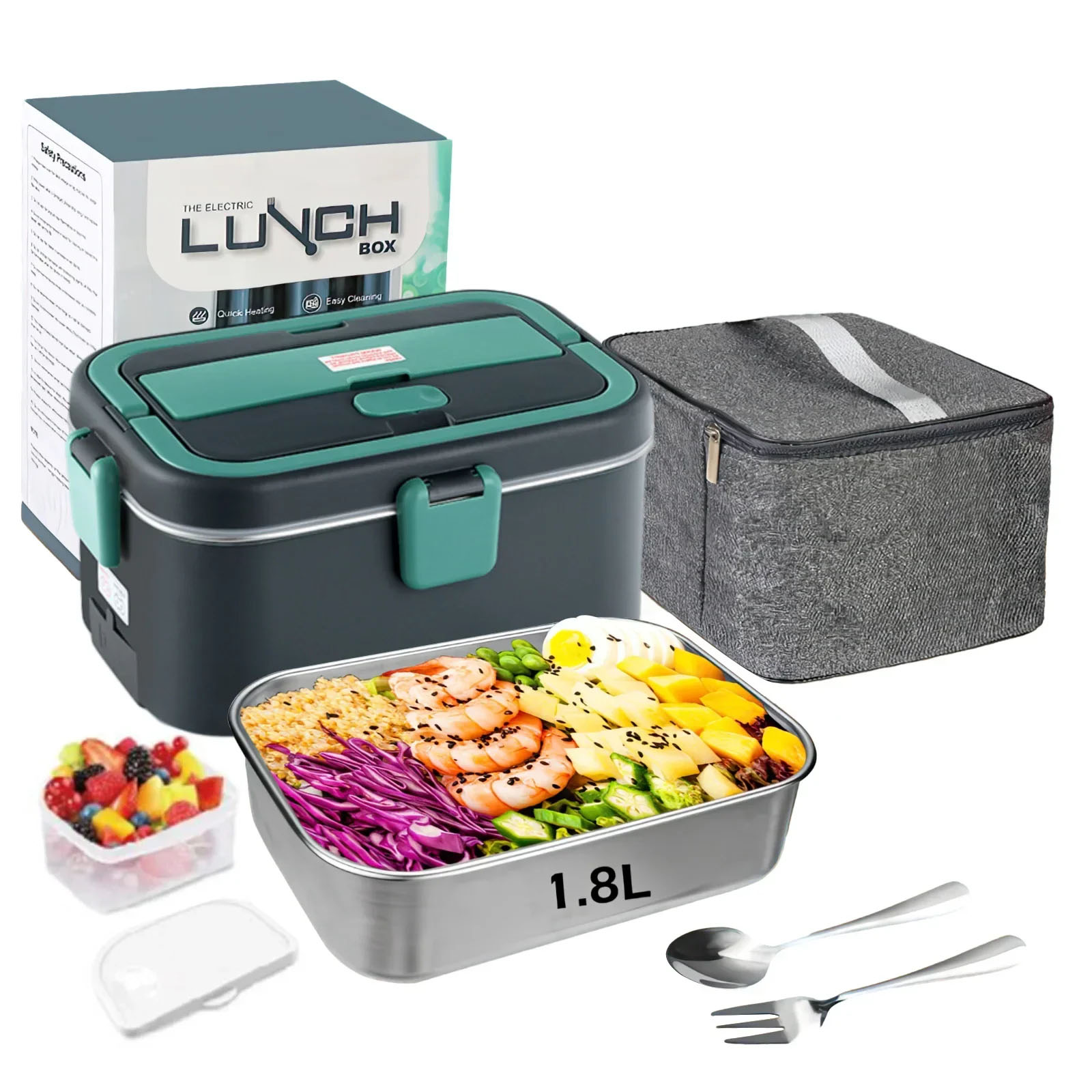 Camping Cooking Food - กล่องอาหารกลางวันไฟฟ้าอุ่นอาหาร 1.8 L 80W Outdoor Camping