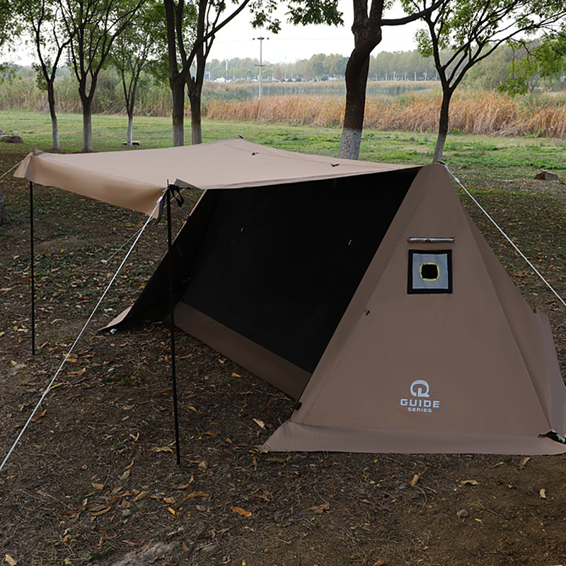 Camping Cooking Awning - เต็นท์แคมป์ปิ้งกลางแจ้งแบบสองชั้น สีเงิน พร้อมหลังคาคลุมสำหรับทำอาหาร