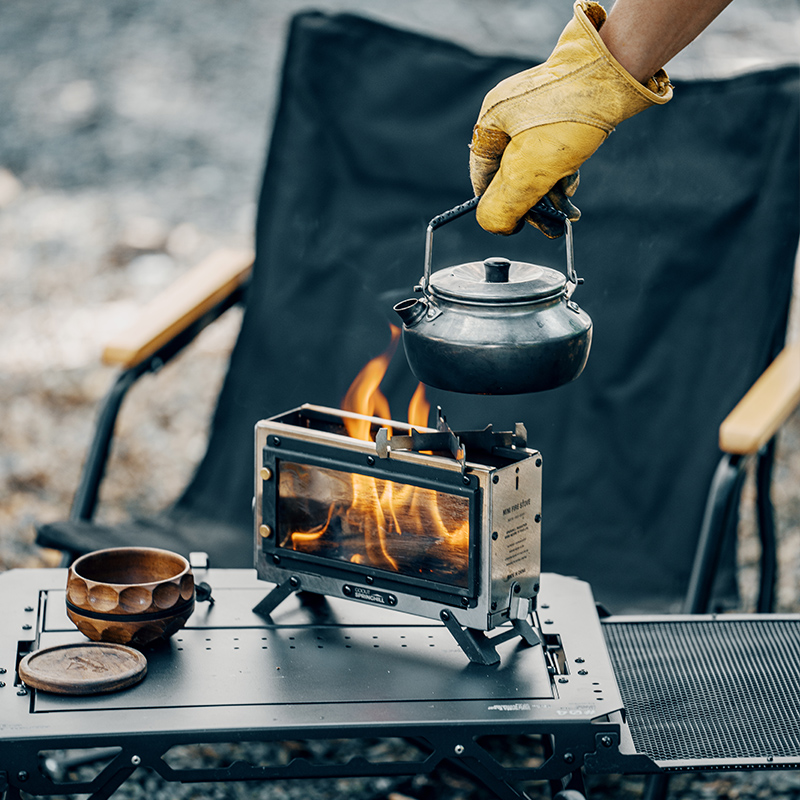 Camping Cooking Wood Stove - เตาไม้พกพา Goout Springhill รุ่นสี่เหลี่ยม ทำจากสแตนเลส ใช้สำหรับให้ความร้อนกลางแจ้ง