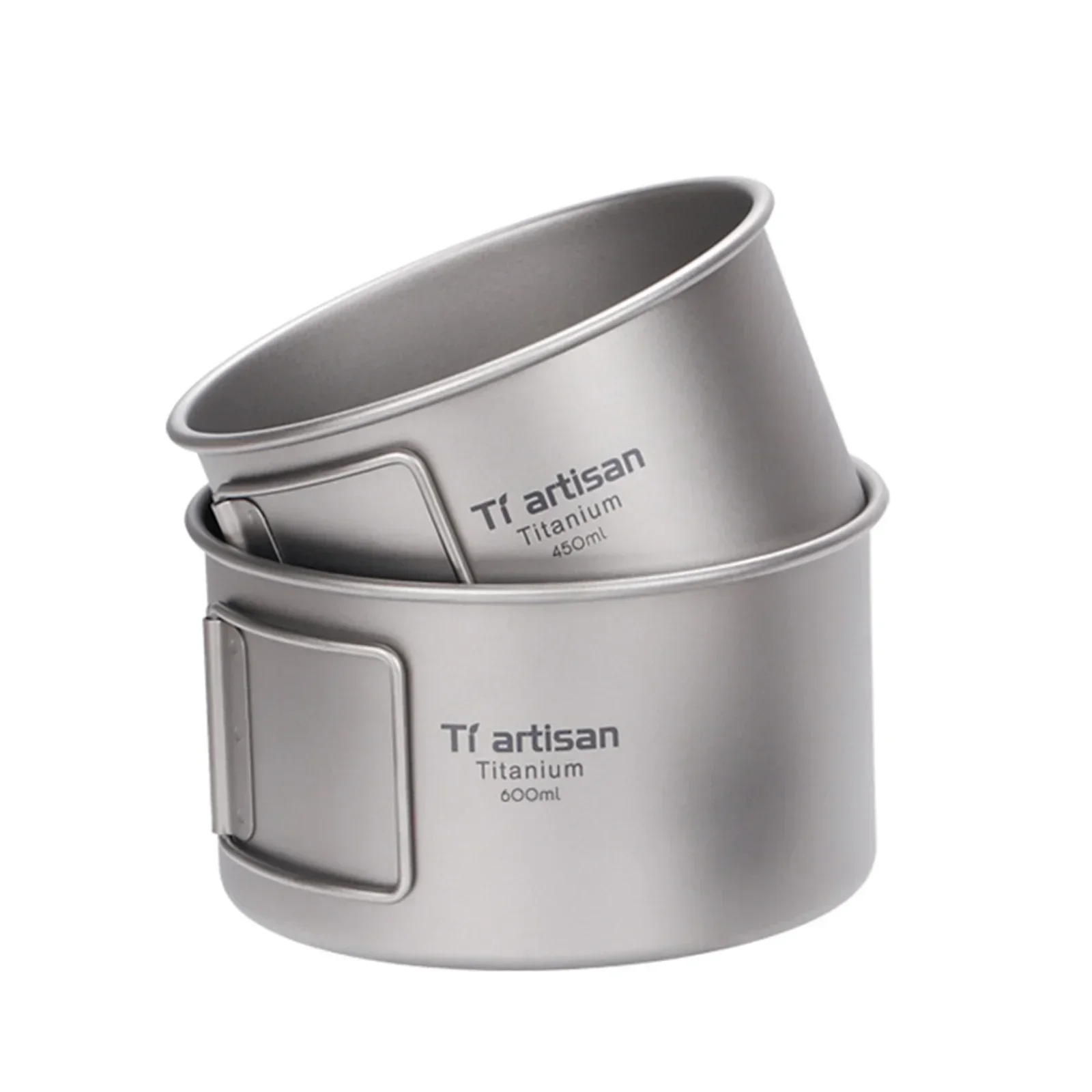 Camping Cooking Wok - ชามไทเทเนียมพับชาม 450 ml/600 ml ไม่มีฝาปิด/พร้อมฝาปิดอาหารค่ําอาหารกลางแจ้ง Pan