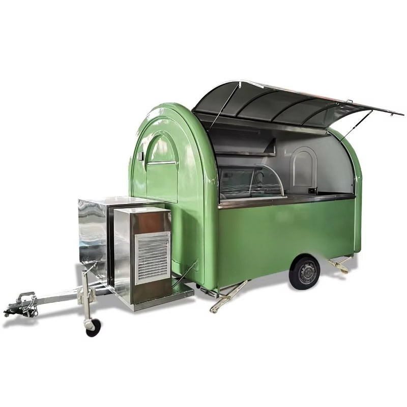 Camping Cooking Food - รถขายอาหารมาตรฐานสหรัฐอเมริกาพร้อมอุปกรณ์ทำอาหาร/รถพ่วงขายอาหารวาฟเฟิล ไอศกรีม ลูกอม พิซซ่า พร้อมตู้เย็น ตู้แช่แข็ง