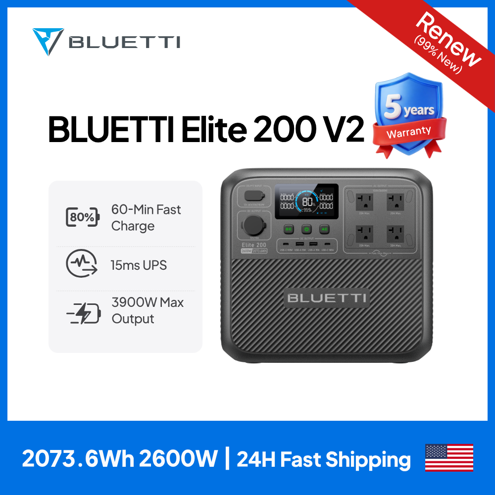 Camping Cooking Heater - 【รีนิว】BLUETTI Elite 200 V2 สถานีไฟฟ้าพกพา 2600W