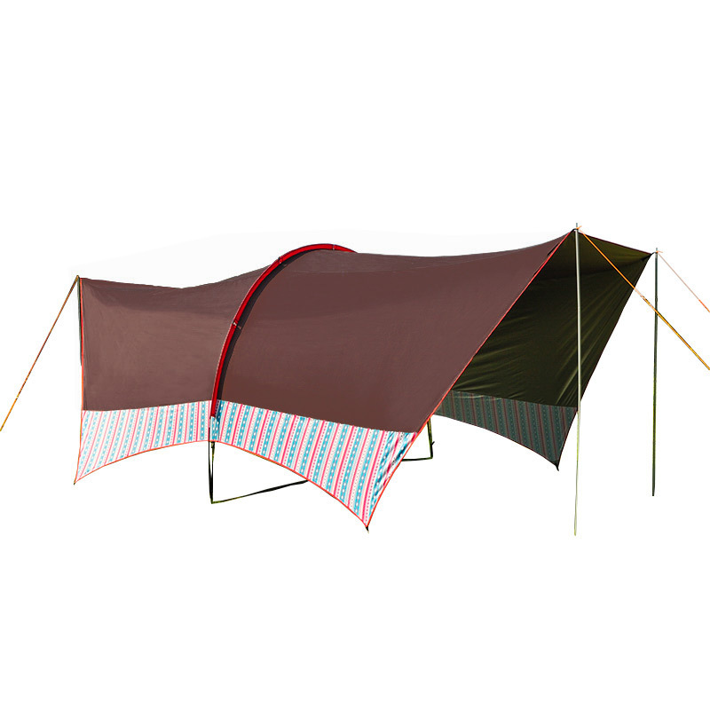Camping Cooking Awning - กันสาดขนาดใหญ่สำหรับหลายคน พร้อมแผ่นกันแดดเคลือบเงิน เหมาะสำหรับการตั้งแคมป์ ปิ้งย่าง ชายหาด และการทำอาหารกลางแจ้ง