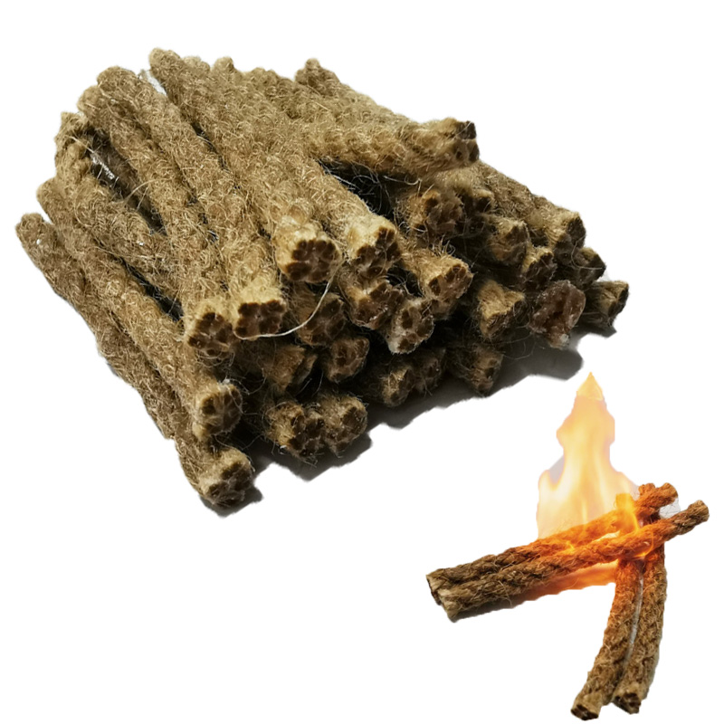 Camping Cooking Wood Stove - เชือกป่านเคลือบแว็กซ์ขนาดเล็กแบบพกพา สำหรับจุดไฟ แคมป์ปิ้ง เอาตัวรอด ใช้งานได้จริง กันน้ำ