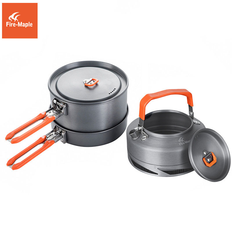 Camping Cooking Gear Set - Fire Maple Camping เครื่องครัวจาน Camp ชุดทําอาหารเดินป่าแลกเปลี่ยนความร้อนหม้อกาต้มน้ํา