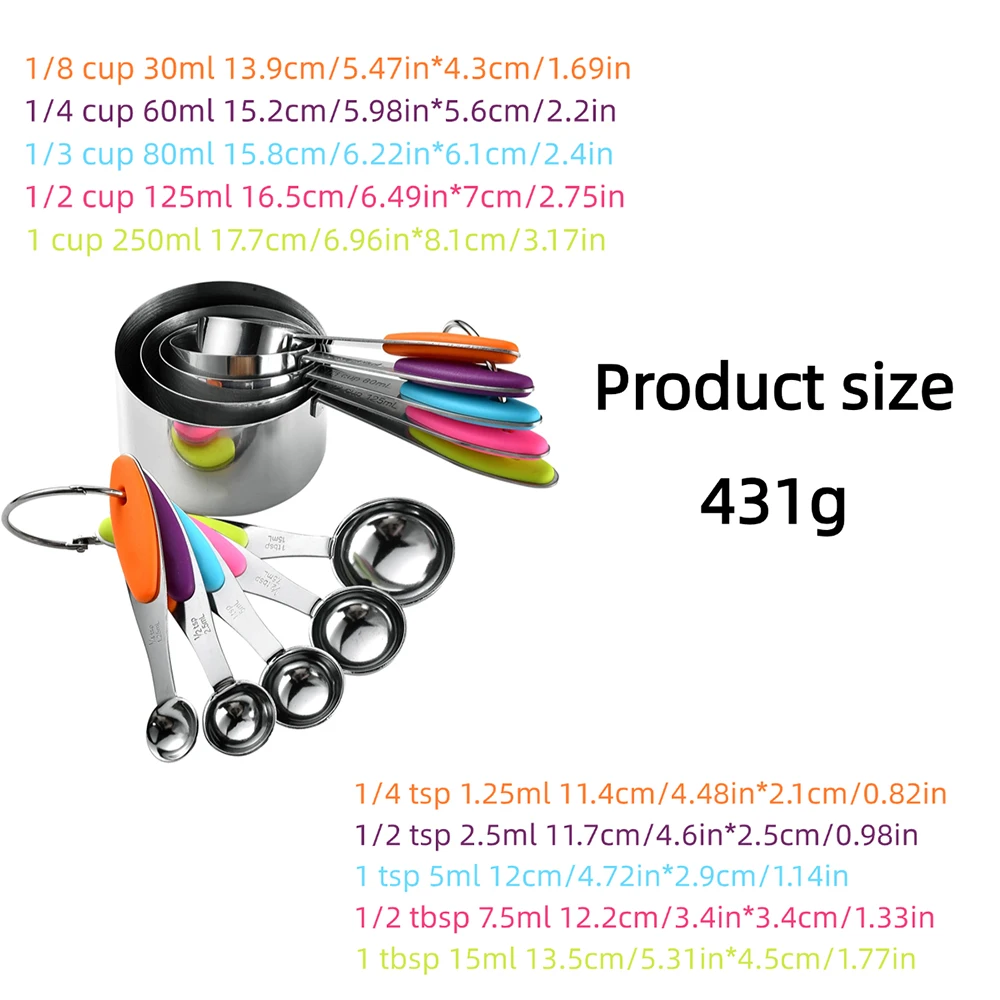 5/10 ชิ้นสแตนเลสวัดถ้วยและช้อน - Camping Cooking Tool Set บทวิจารณ์และราคา