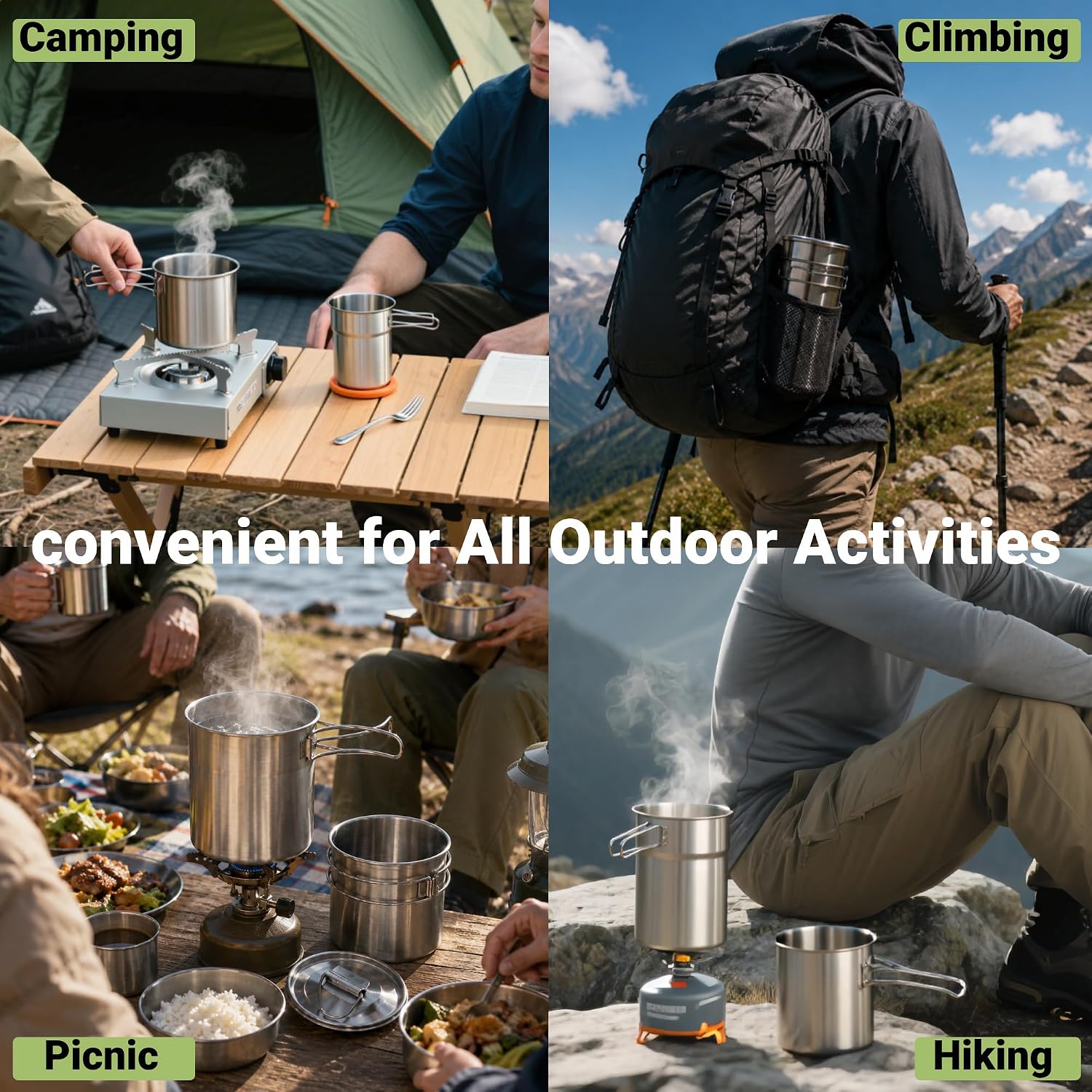 แก้วพับได้สำหรับแคมป์ปิ้ง หม้อ - Camping Cooking Food บทวิจารณ์และราคา