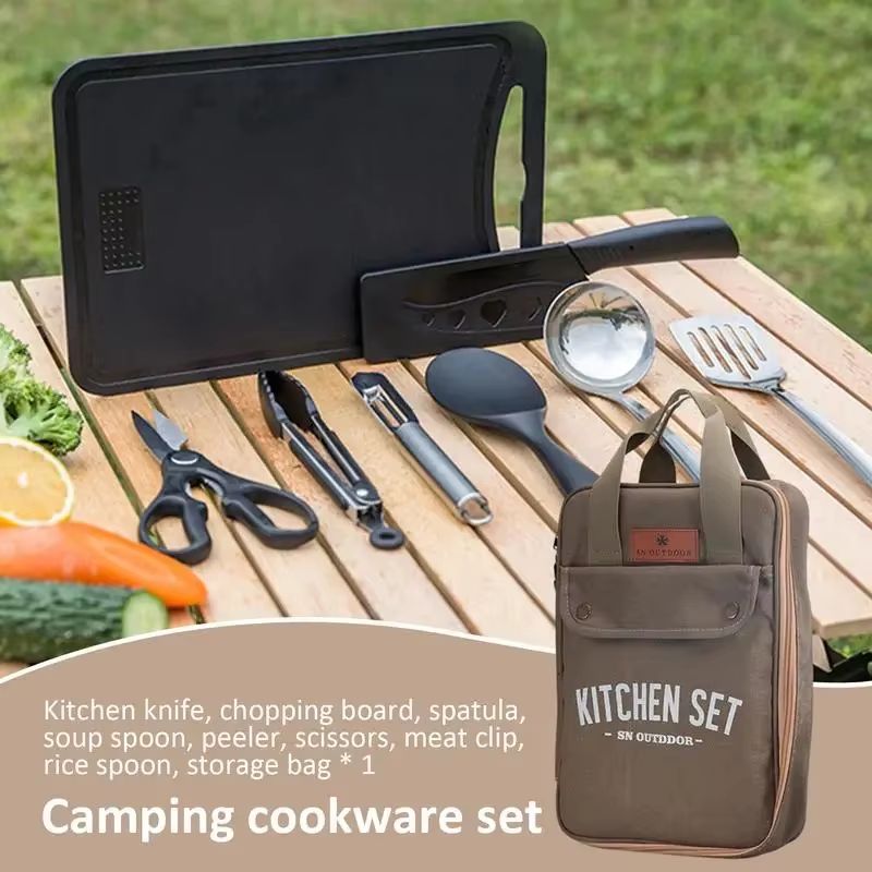 ชุดเครื่องครัวแคมป์ปิ้ง 8 ชิ้น - Camping Cooking Gear Set บทวิจารณ์และราคา