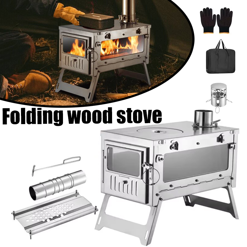 430 สแตนเลสแบบพกพาเต็นท์เตาพับ - Camping Cooking Wood Stove บทวิจารณ์และราคา