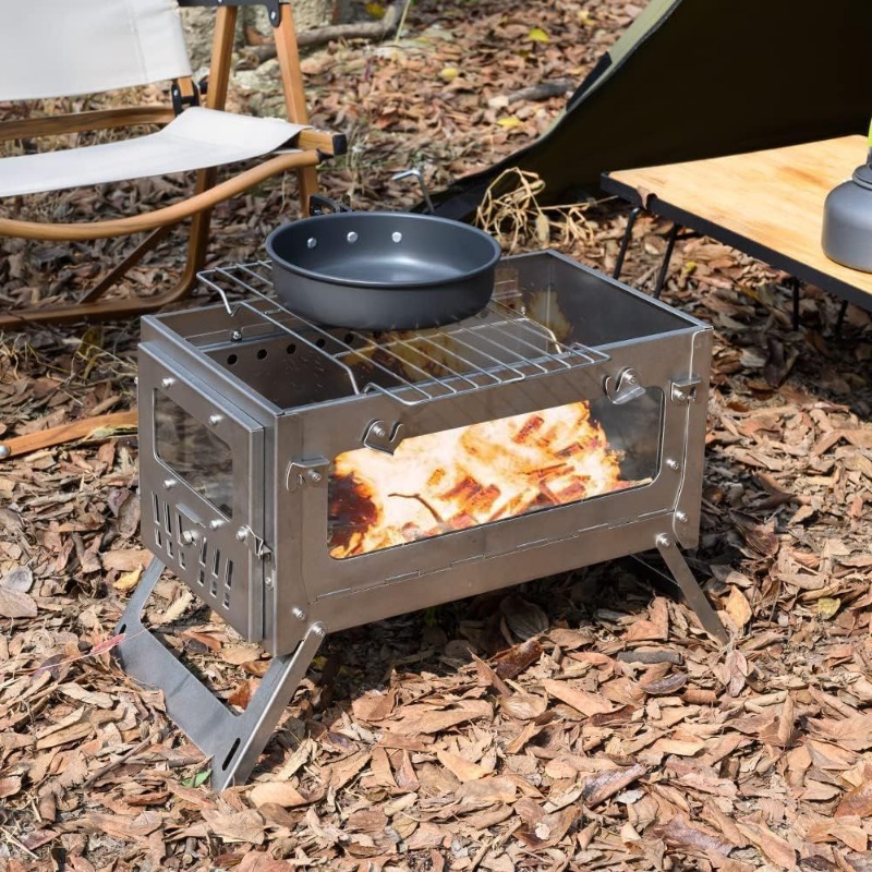 430 สแตนเลสแบบพกพาเต็นท์เตาพับ - Camping Cooking Wood Stove บทวิจารณ์และราคา