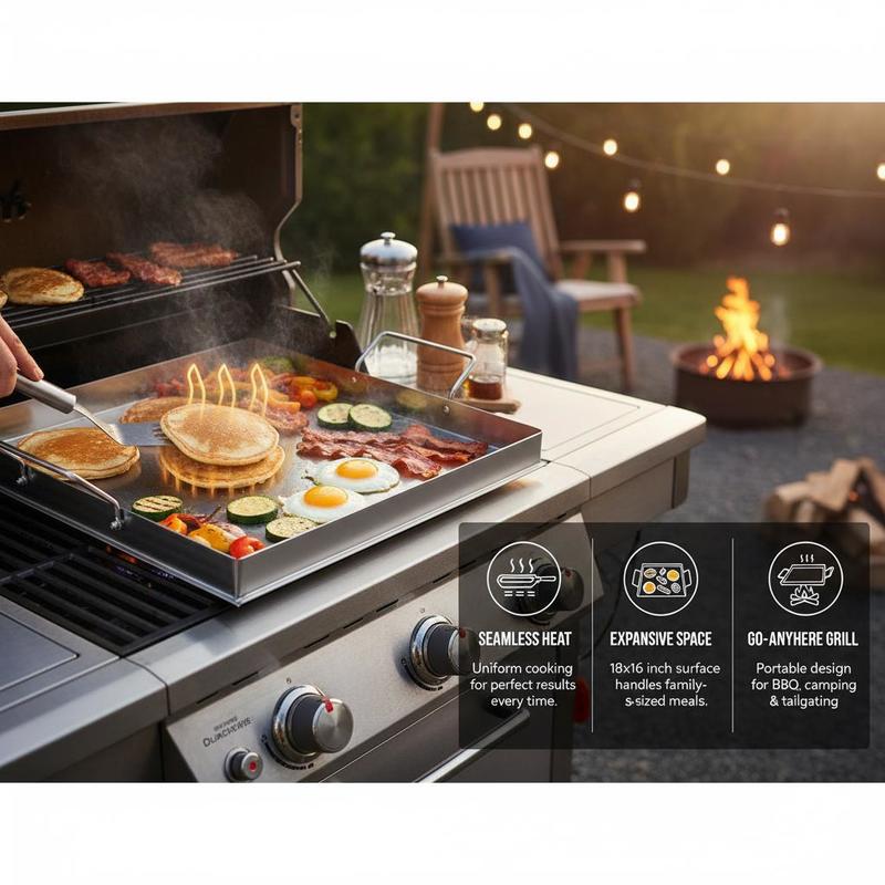 เตาปิ้งย่างแบบแบนขนาด 18x16 นิ - Camping Cooking Wok บทวิจารณ์และราคา