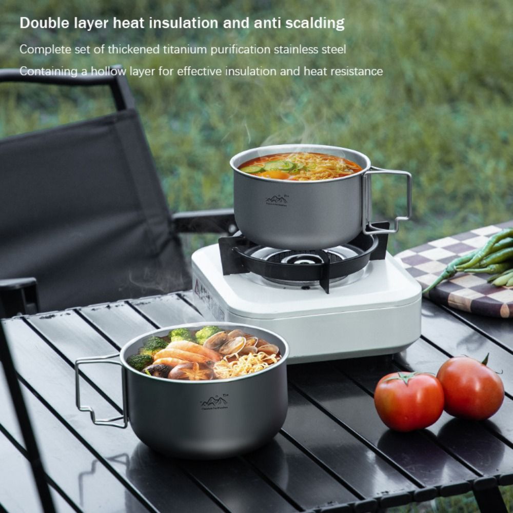 หม้อแคมป์ปิ้งโลหะผสมไทเทเนียมข - Camping Cooking Noodles บทวิจารณ์และราคา
