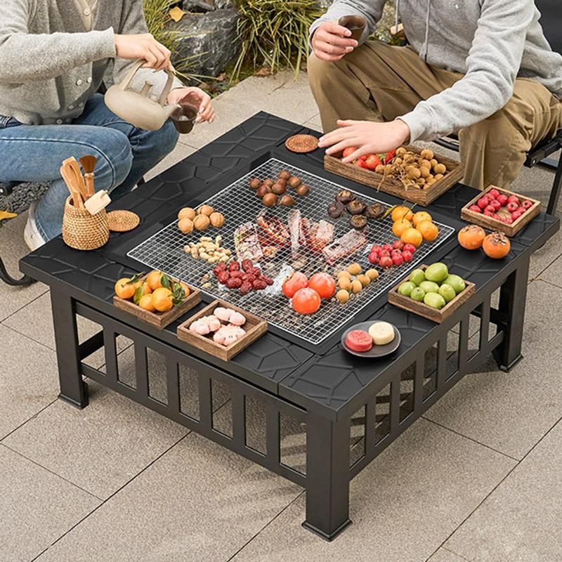 Camping เตาฟืน Square Fire Pit - Camping Cooking Wood Stove บทวิจารณ์และราคา