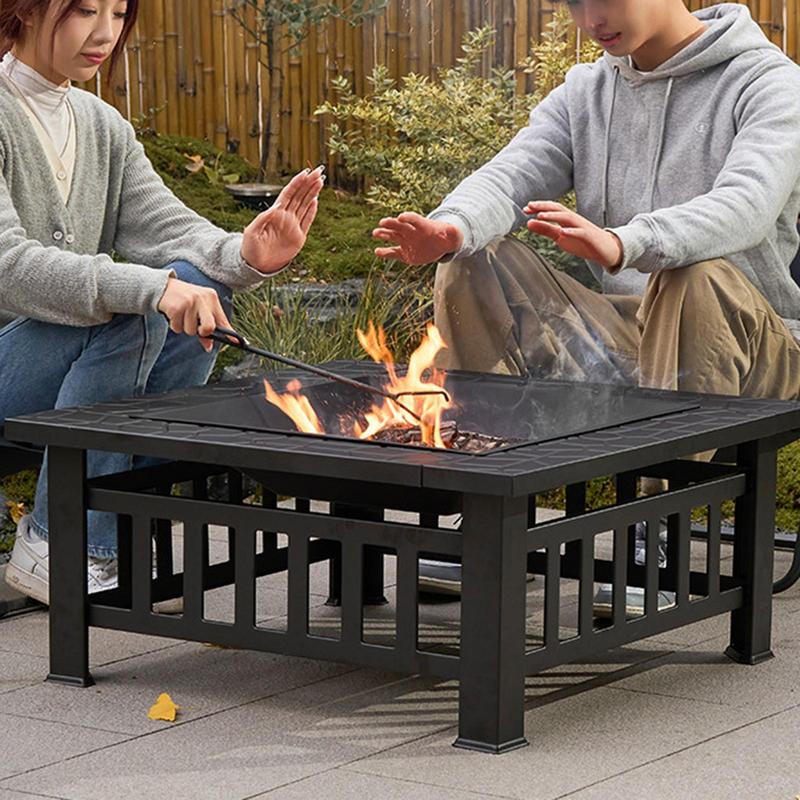 Camping เตาฟืน Square Fire Pit - Camping Cooking Wood Stove บทวิจารณ์และราคา