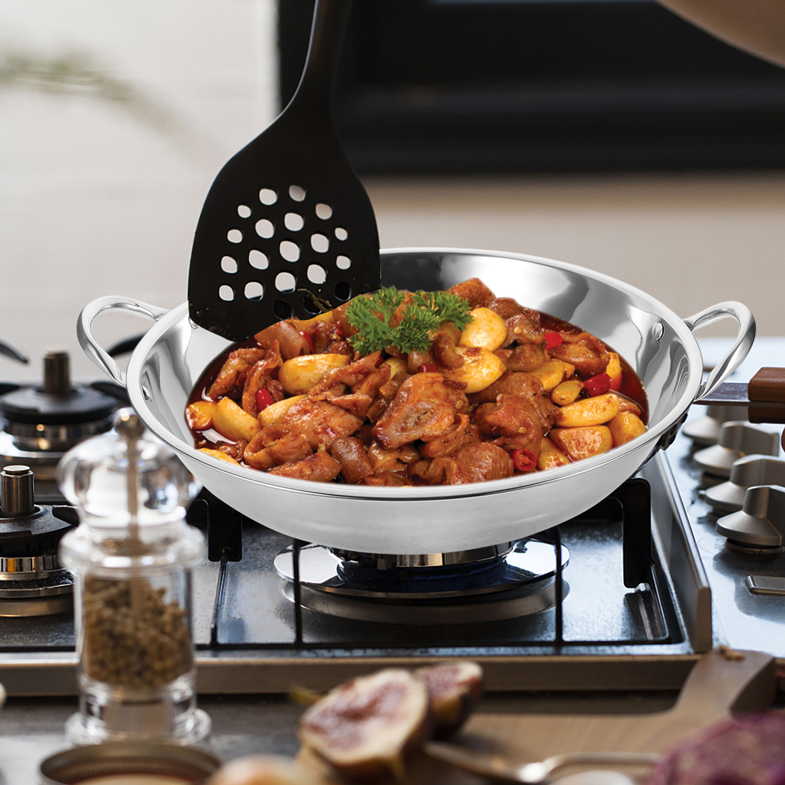 กระทะสแตนเลสสองหูจับ หม้อทำอาห - Camping Cooking Wok บทวิจารณ์และราคา