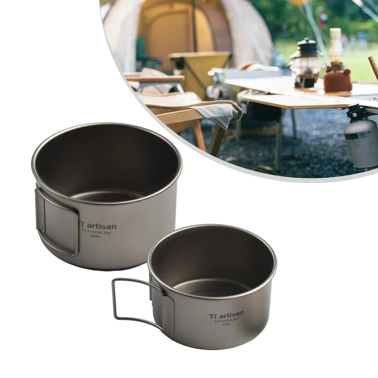 ชามไทเทเนียมพับชาม 450 ml/600  - Camping Cooking Wok บทวิจารณ์และราคา