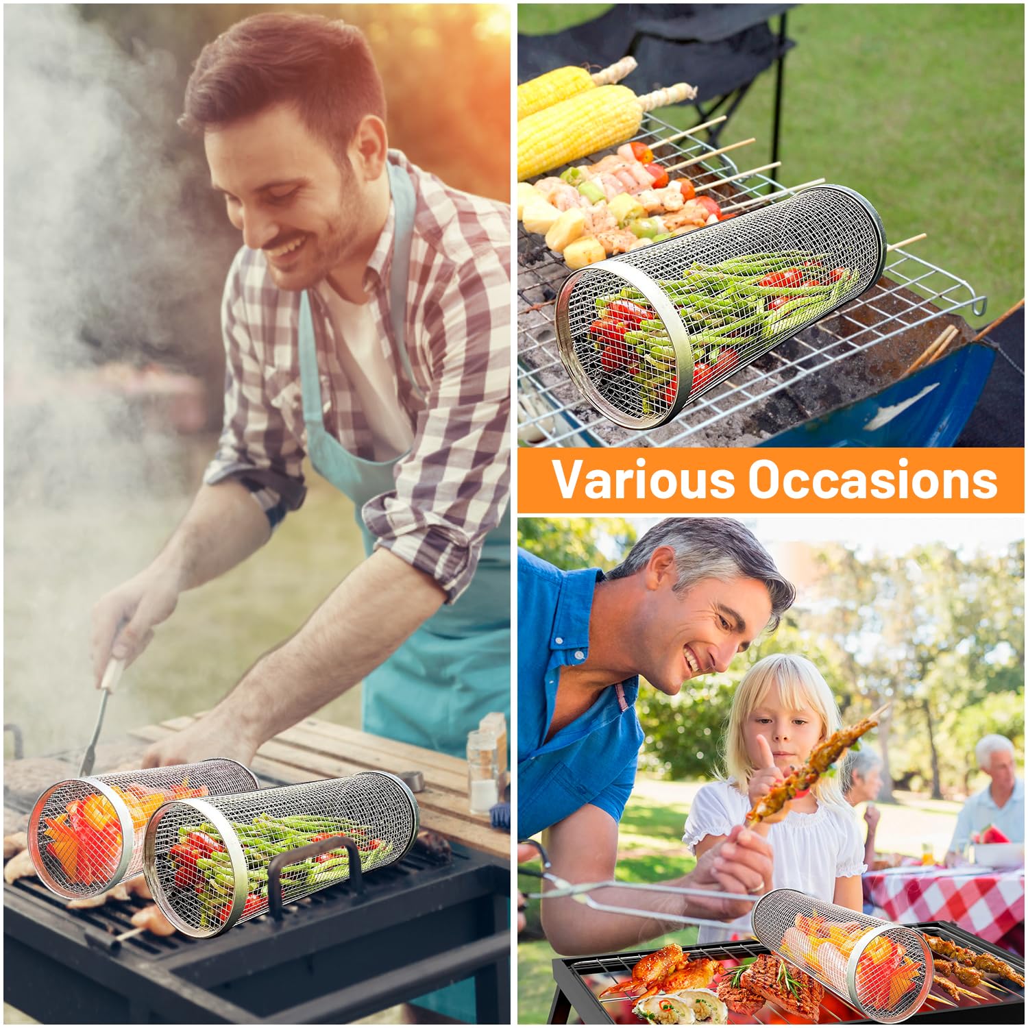 2 ชิ้น Rolling ย่างตะกร้าสําหร - Camping Cooking Gear Set บทวิจารณ์และราคา